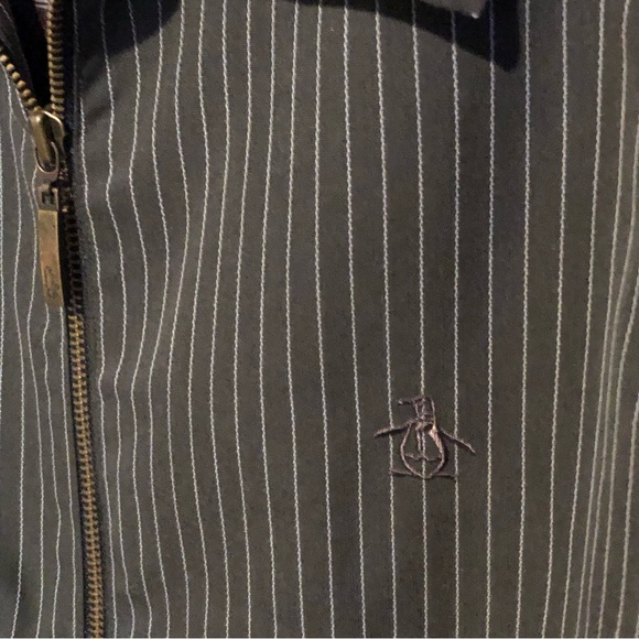 Penguin Authentic Original Men's Large Striped Zip Up Jacket Vintage - Picture 3 of 12